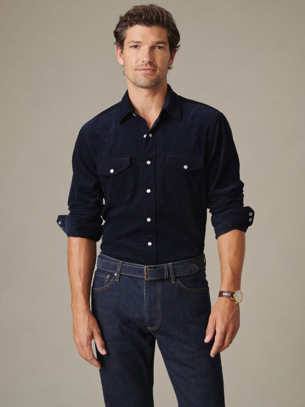 J McLaughlin Tribeca Corduroy Shirt - Navy NEW